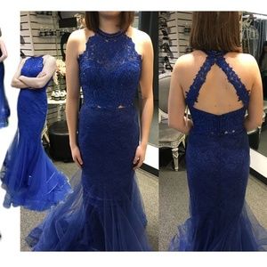 Brilliant Blue two piece prom gown
